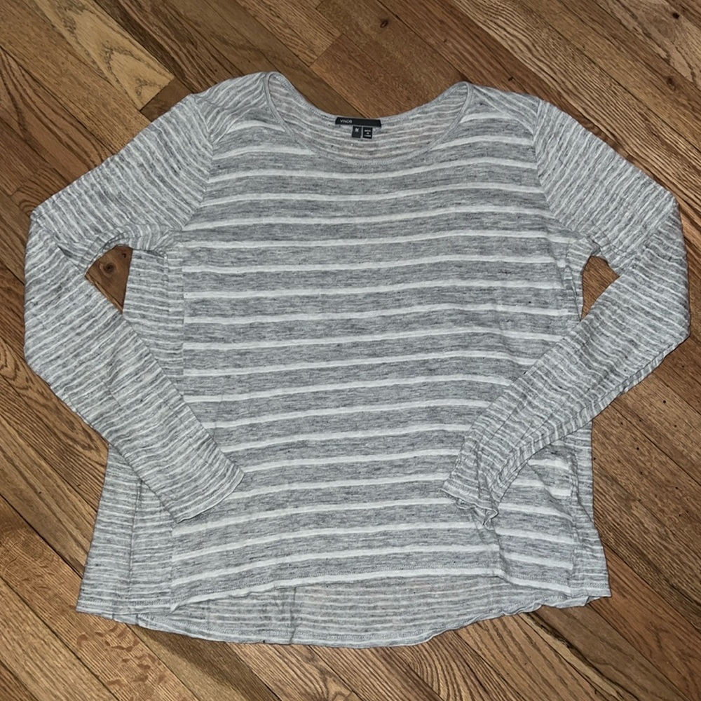 VINCE Striped Linen Long Sleeve Size M